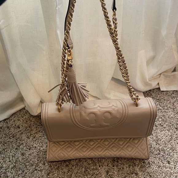 Tory Burch Purse - Fleming Blush/Cream Matte Convertible Shoulder Bag - Picture 6 of 10